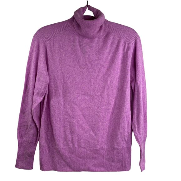 J. Crew 100% Cashmere Marled Fold Over Turtleneck Sweater Size Small Purple NWT - Picture 1 of 12